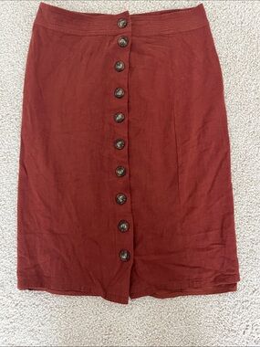 Main Street Exchange tea n rose Rust Button-Front Midi Skirt large